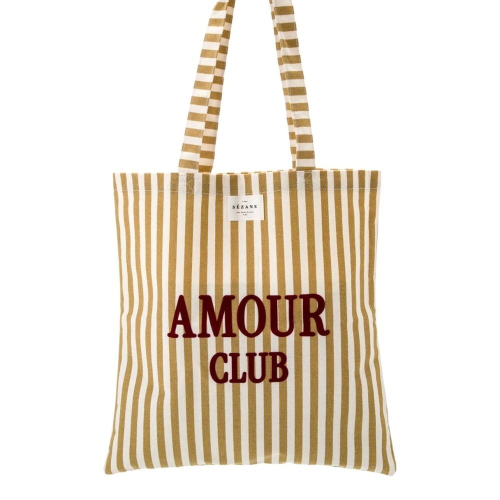 SEZANE Canvas "Amour Club" Striped Tote Bag - Picture 6 of 6